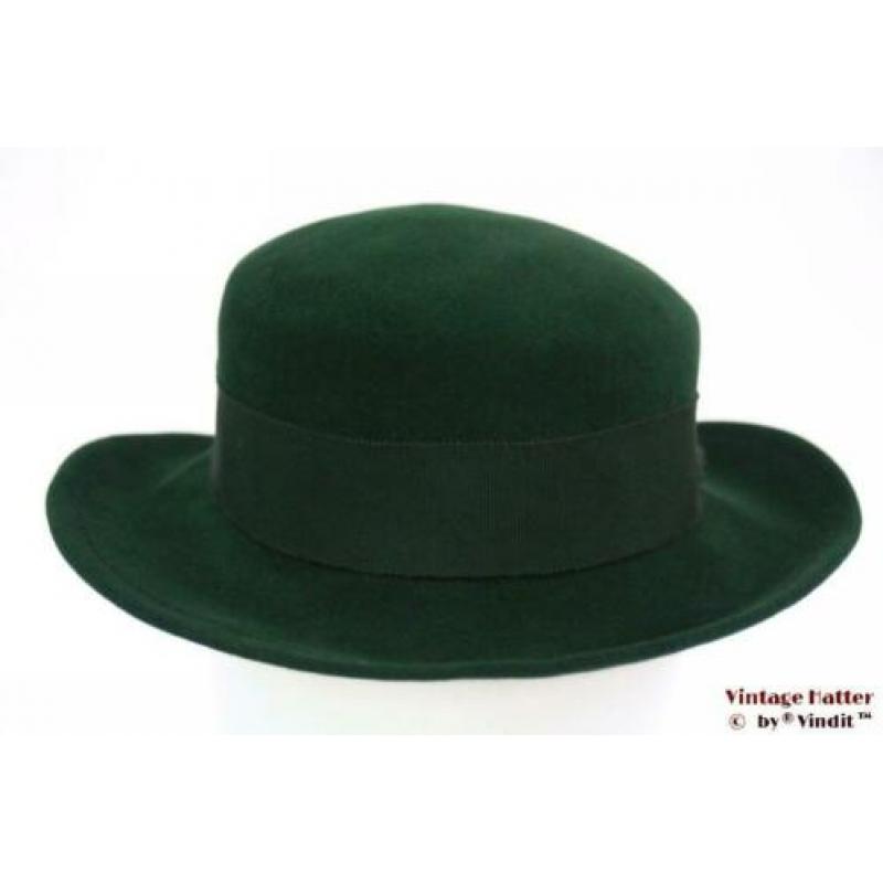 kleine Vintage Dameshoed groen fluweel 54