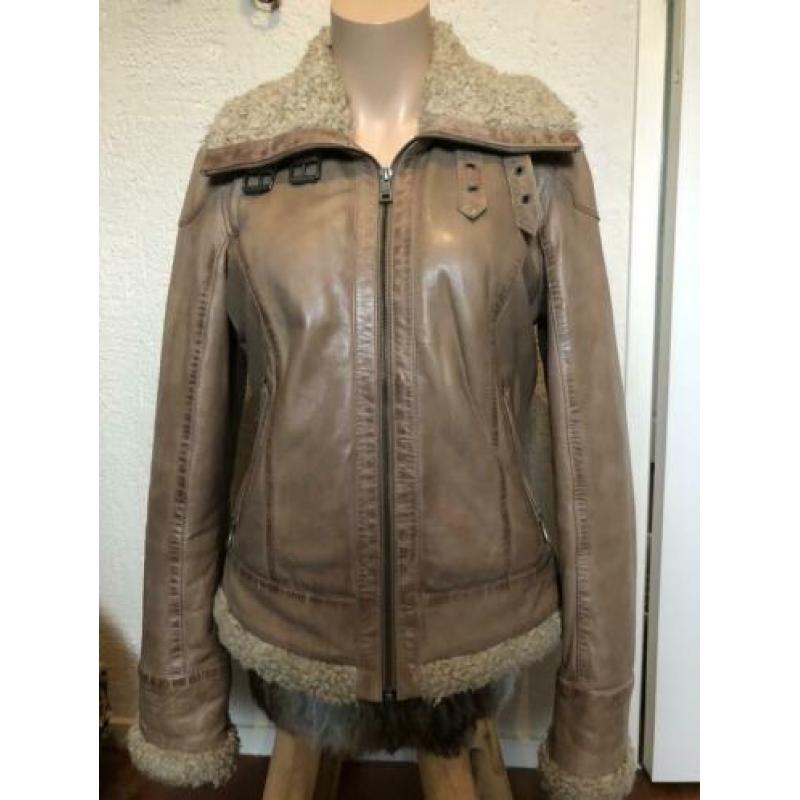Stoer biker-style jasje retro ??% leer