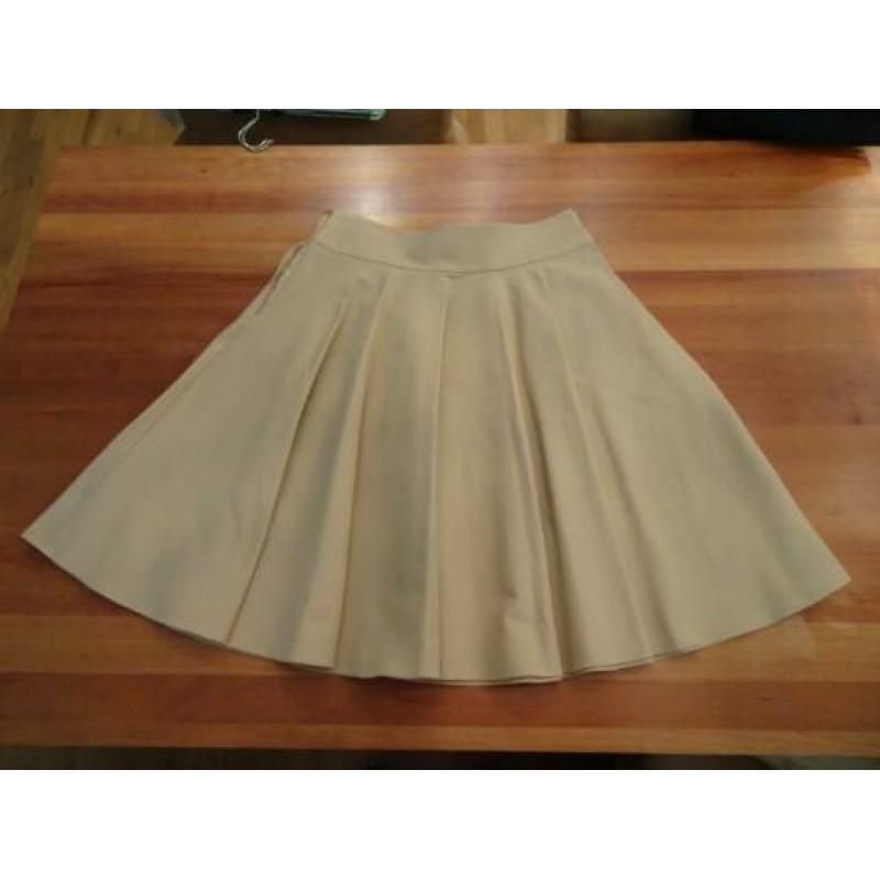RALPH LAUREN beige wijde rok met plooien en steekzakjes