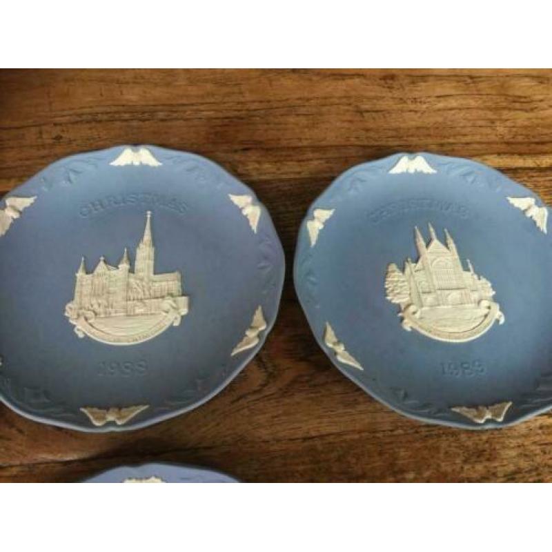 WEDGWOOD BLUE JASPERWARE CAMEO christmas plates, 1986 -1993