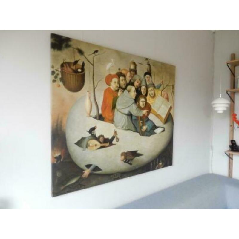 luxe replica op canvas Jeroen Bosch zangers & musici in ei