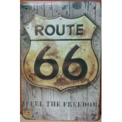 Route 66 wood reclamebord wandbord van metaal cafe bar 30x20