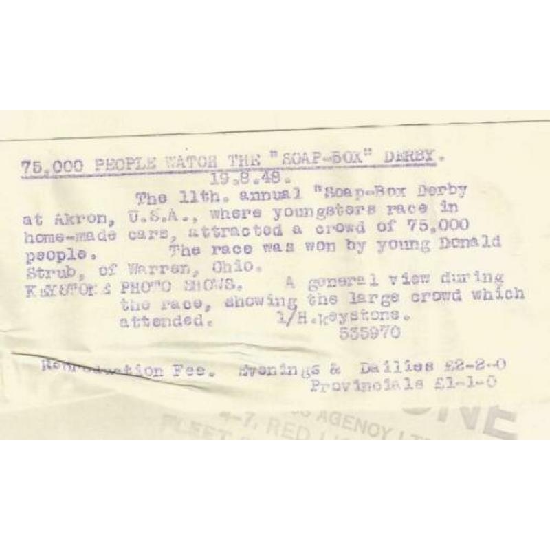 Nieuwsfoto autoraces Akron USA homemade cars 1948