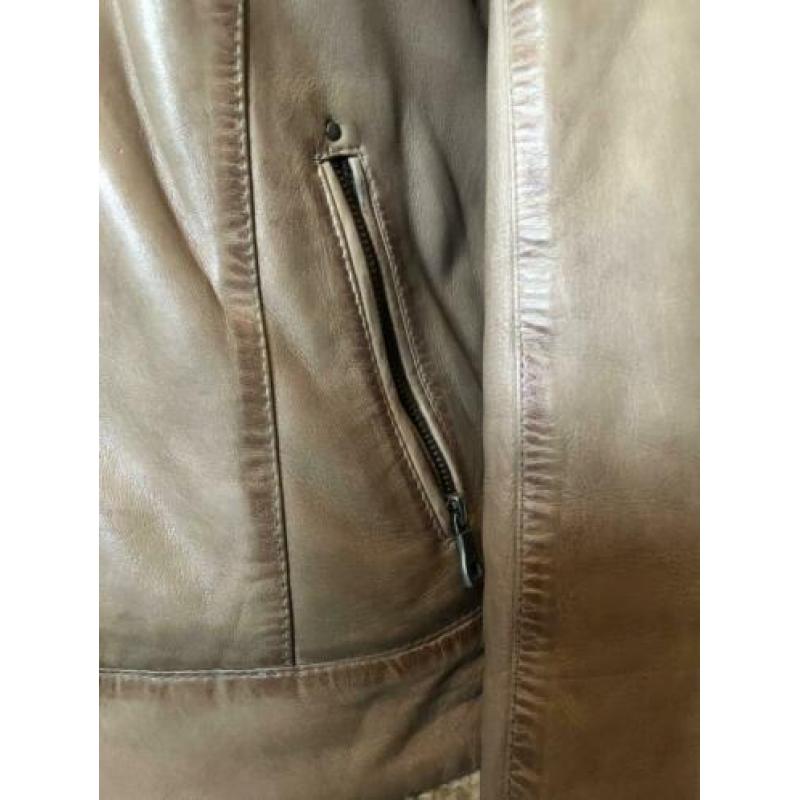 Stoer biker-style jasje retro ??% leer