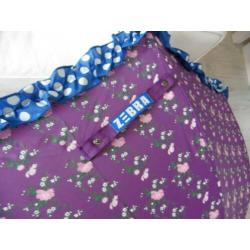 Zebra paraplu dames paars bloemetjes retro gebloemd