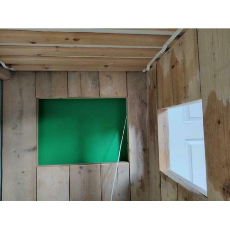 Mooie steigerhouten hoogslaper 1 persoons bed 90x200cm