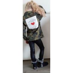 Blouse- jas legerprint groen meisjes camouflage maat 122/128