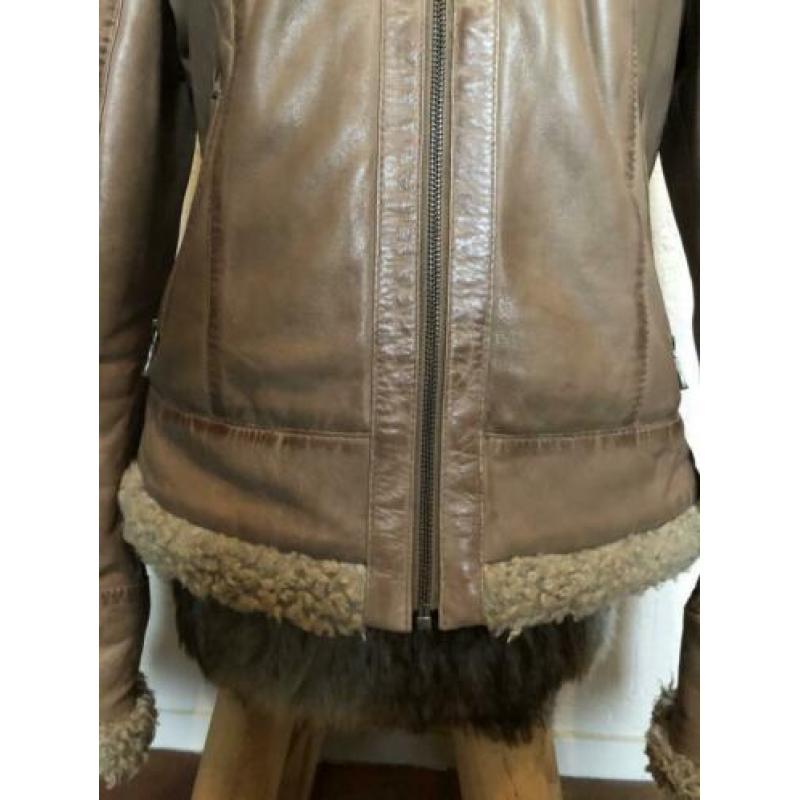 Stoer biker-style jasje retro ??% leer