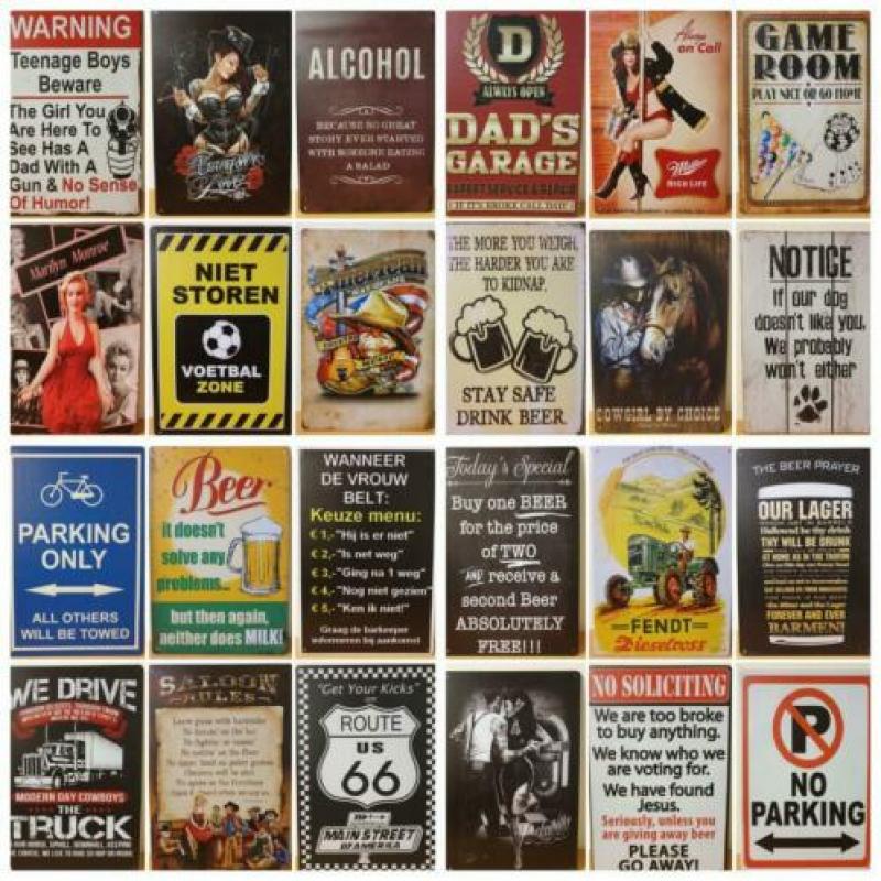 Route 66 wood reclamebord wandbord van metaal cafe bar 30x20