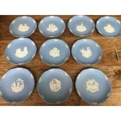 WEDGWOOD BLUE JASPERWARE CAMEO christmas plates, 1986 -1993