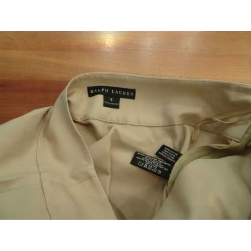 RALPH LAUREN beige wijde rok met plooien en steekzakjes
