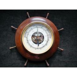 Barometer~Vintage Houten Barometertje~Rond~Hout~
