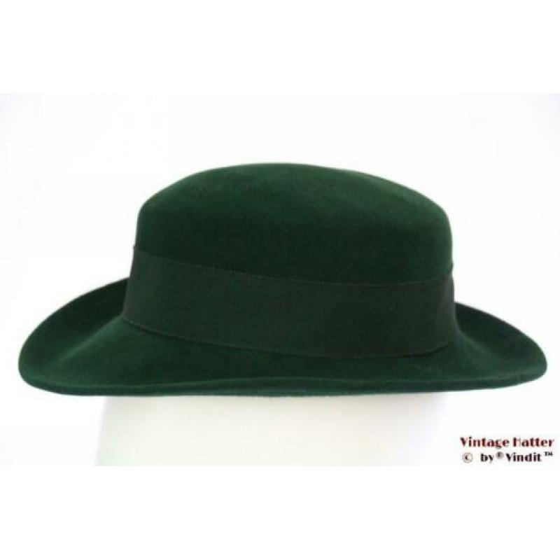 kleine Vintage Dameshoed groen fluweel 54