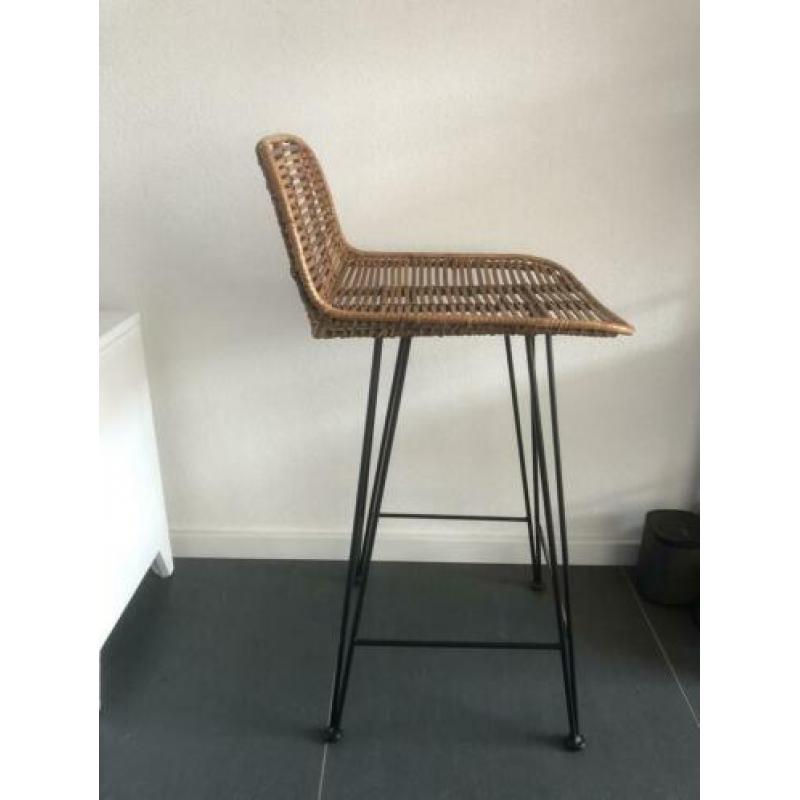 2 HKliving rotan barkrukken naturel & zwart