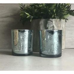 PTMD waxine glaasjes 6 stuks licht blauw
