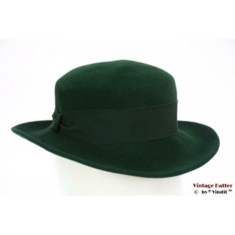 kleine Vintage Dameshoed groen fluweel 54