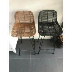 2 HKliving rotan barkrukken naturel & zwart