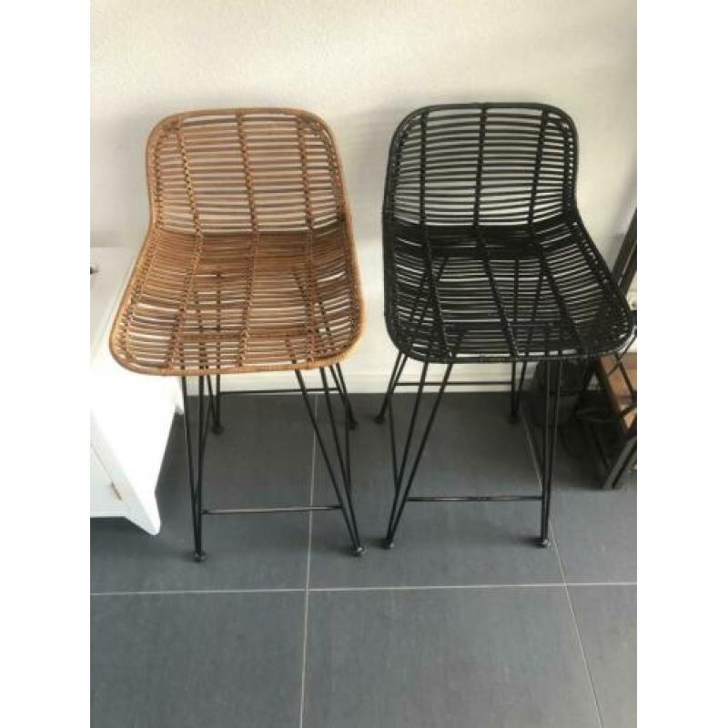 2 HKliving rotan barkrukken naturel & zwart