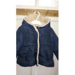 Toffe, warme, donker blauwe winter jas, Zara, maat 86 (80)