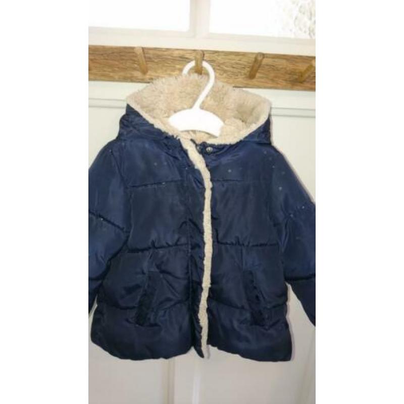 Toffe, warme, donker blauwe winter jas, Zara, maat 86 (80)