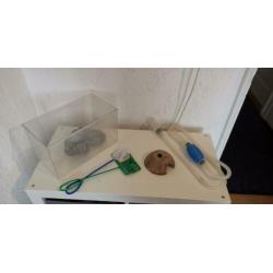 Aquarium toebehoren (luchtpomp, filter, substrate, 30l bak)