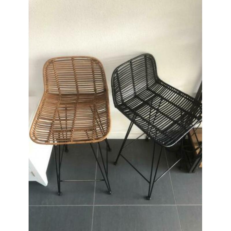 2 HKliving rotan barkrukken naturel & zwart