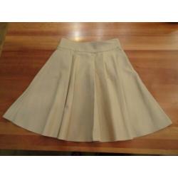 RALPH LAUREN beige wijde rok met plooien en steekzakjes