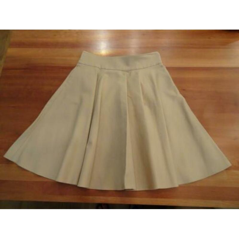 RALPH LAUREN beige wijde rok met plooien en steekzakjes