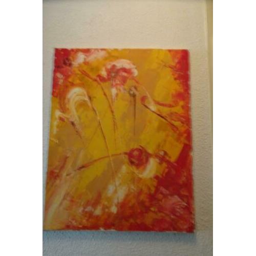 MODERN OLIEVERF SCHILDERIJ Oranje/geel wit 55x70 cm