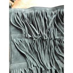 bijenkorf LEREN TAS SUEDE MANG0 leer fringles boho ibiza