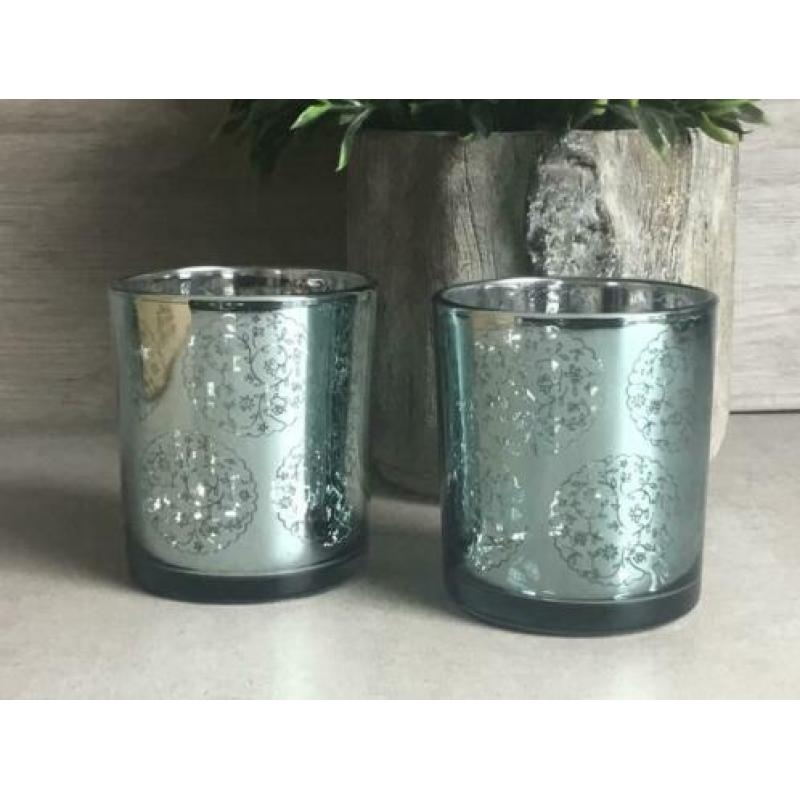 PTMD waxine glaasjes 6 stuks licht blauw