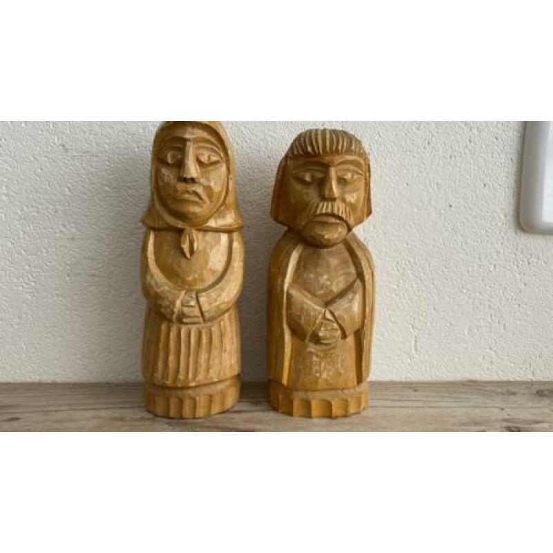 koppel man & vrouw vintage van hout