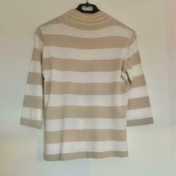 Wit met beige gestreepte jumper maat L, maat 40