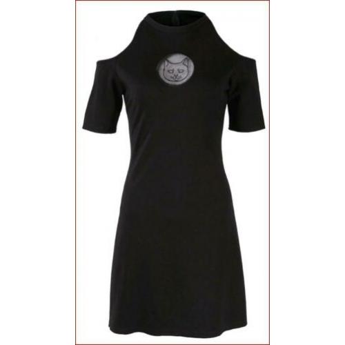 Nieuwe zwarte gothic jurk met kat maat S (36)