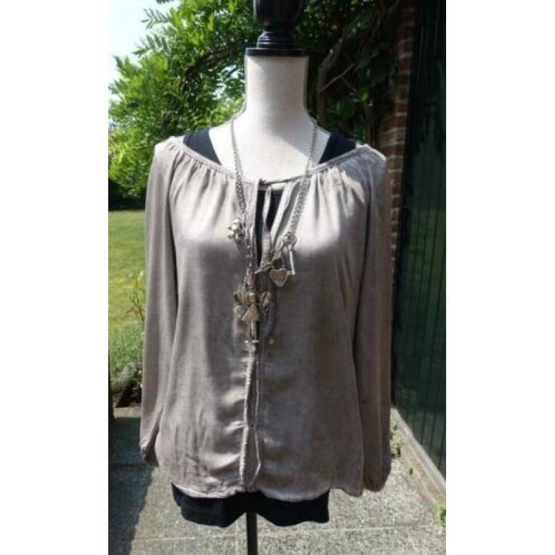 bruine vintage look top van Anne Parker mt S