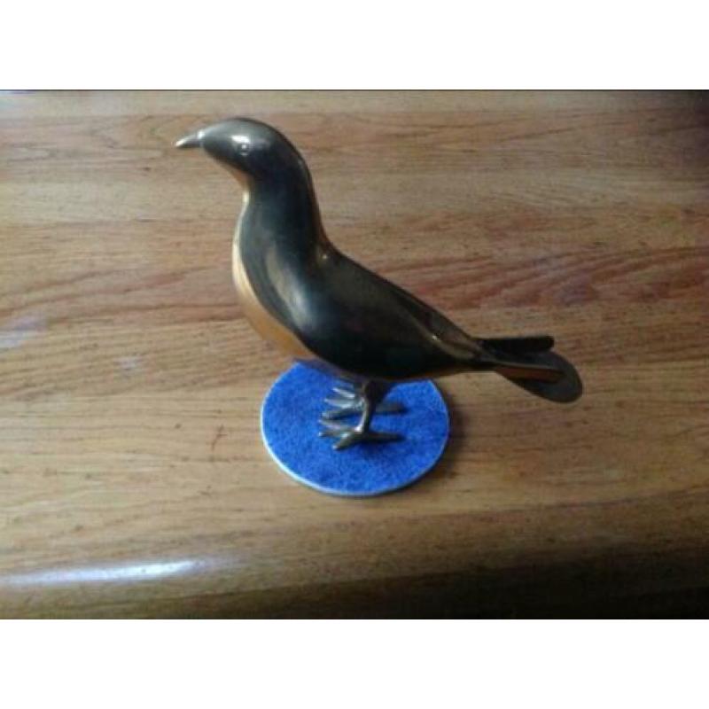 Duif koper messing 21 cm lang en 15 cm hoog
