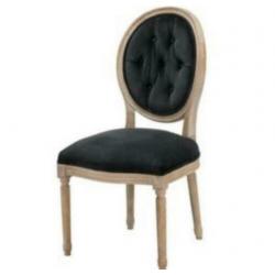 Eichholtz stoel Louis Philip, hout en zwart velvet, nieuw