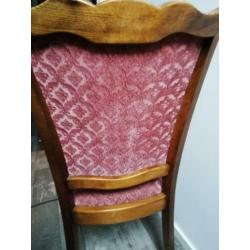 2 antieke stoelen, bordeaux rood
