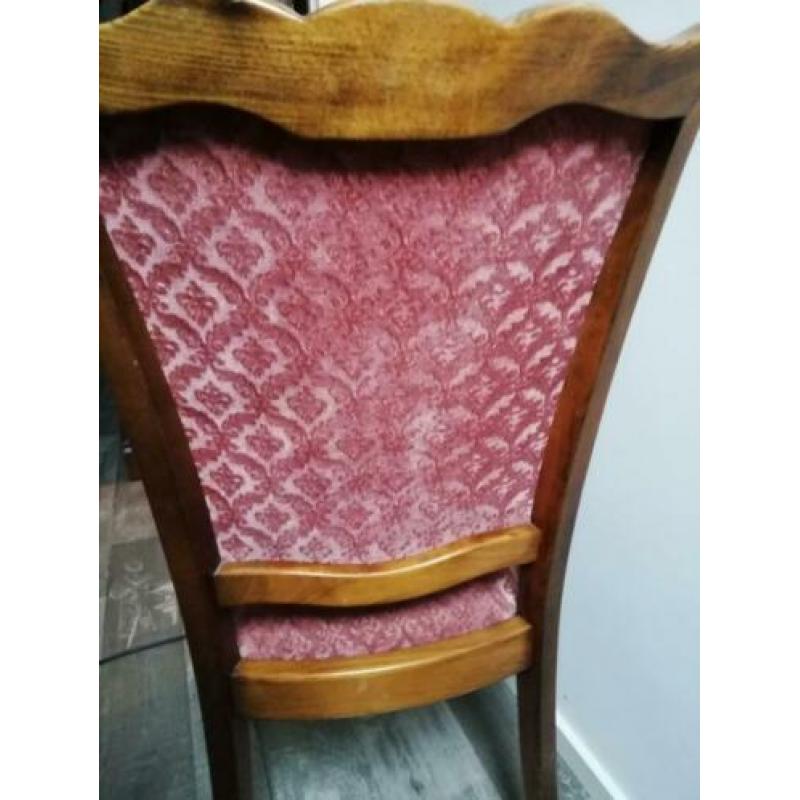 2 antieke stoelen, bordeaux rood