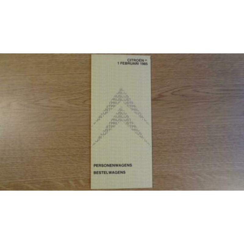 Prijslijst Citroën personen- en bestelwagens 02/1985