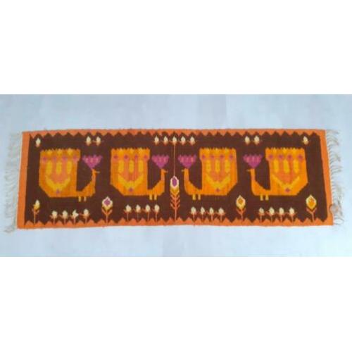 wandtapijt, wol, handgeknoopt jaren 70 Cepelia