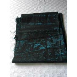 Lap stof, zwart met glanzend turquoise, Eijffinger, 140 x 45