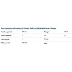 OCZ GOLD 4GB DDR3 geheugen (2 x 2gb)