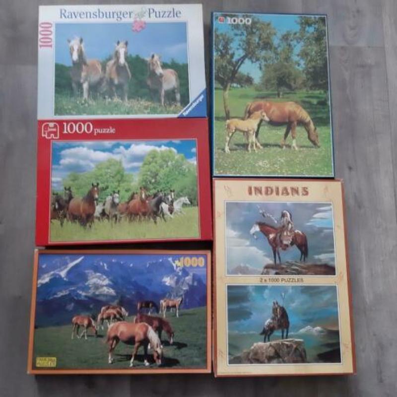 6 paarden puzzels 1000 stukjes samen voor €3,00