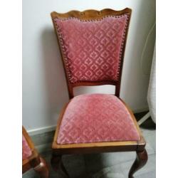 2 antieke stoelen, bordeaux rood