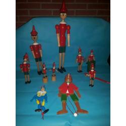 13 houten pinocchio poppetjes Van klein naar groot