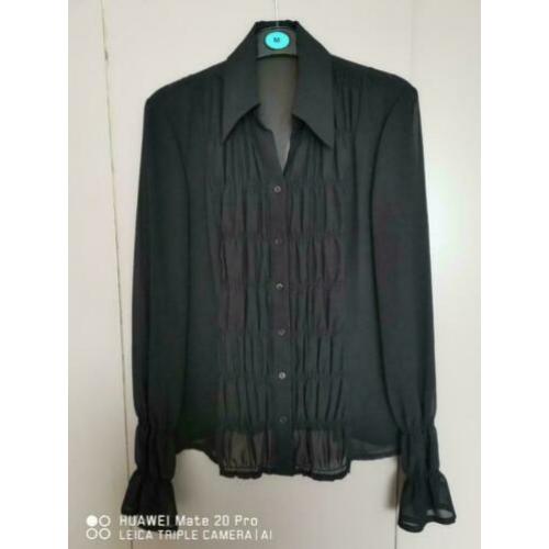 Betty Barclay mooie zwarte transparante blouse mt M NIEUW