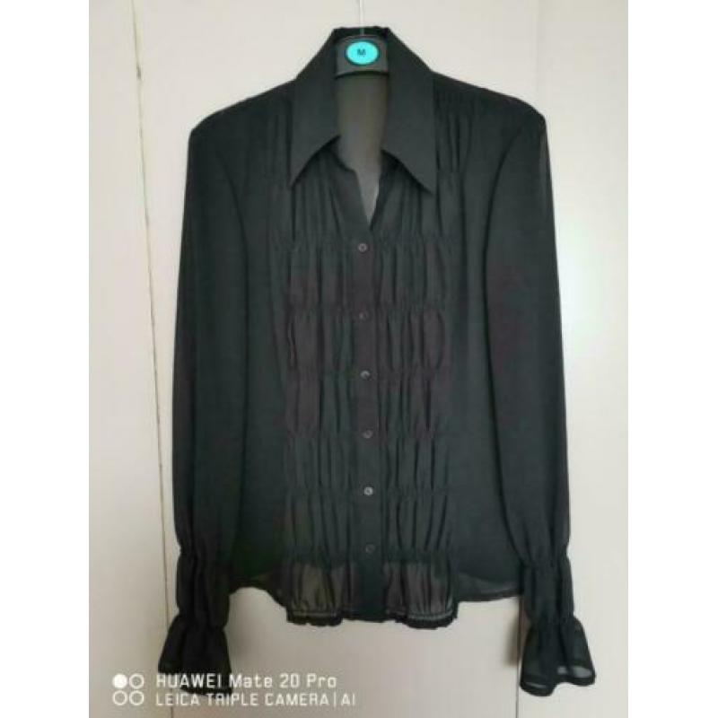 Betty Barclay mooie zwarte transparante blouse mt M NIEUW