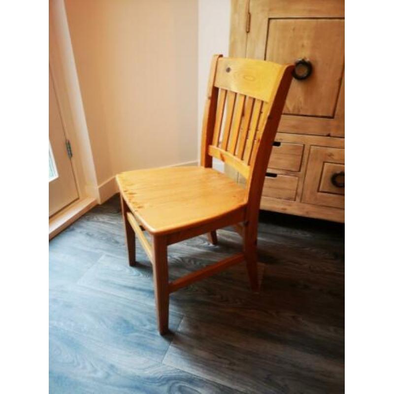 Set van 6 massief houten eetkamer stoelen