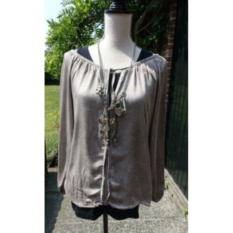 bruine vintage look top van Anne Parker mt S